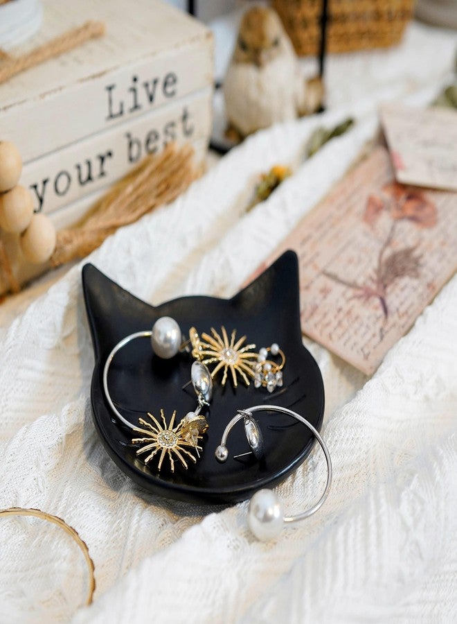 SOFFEE DESIGN Light Resin Jewelry Tray Black Cat Head Shape Storage for Ring/Earring/Necklace/Trinket Dish, Suitable for Entryway/Side Cabinet/Bedside Table/Washstand/Dressing Table - Image 4