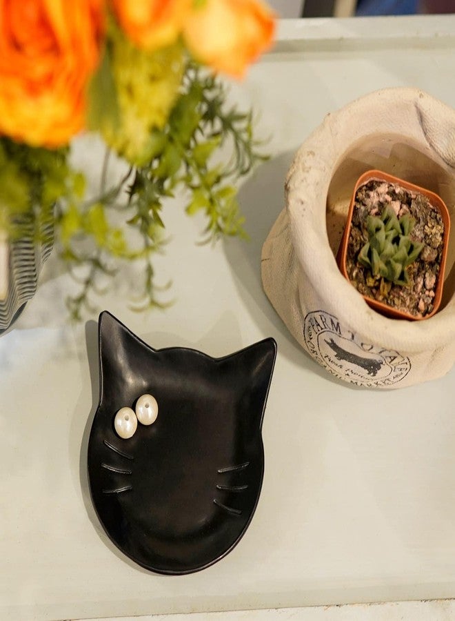 SOFFEE DESIGN Light Resin Jewelry Tray Black Cat Head Shape Storage for Ring/Earring/Necklace/Trinket Dish, Suitable for Entryway/Side Cabinet/Bedside Table/Washstand/Dressing Table - Image 3