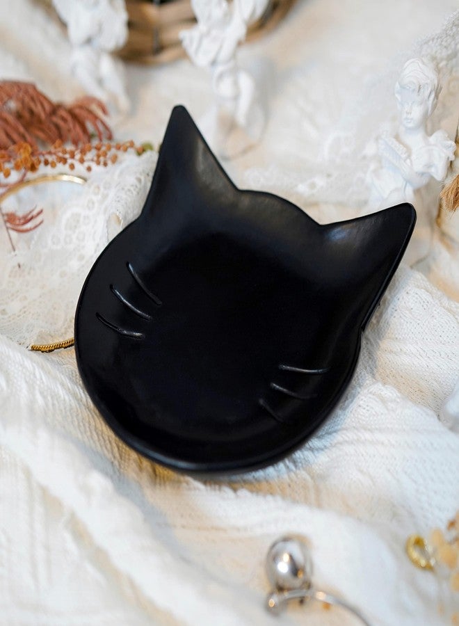 SOFFEE DESIGN Light Resin Jewelry Tray Black Cat Head Shape Storage for Ring/Earring/Necklace/Trinket Dish, Suitable for Entryway/Side Cabinet/Bedside Table/Washstand/Dressing Table - Image 5