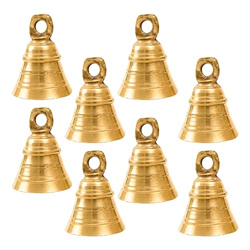 Spillbox Traditional Brass Bell/Ghanti for Pooja/Bell for Mandir|Small Temple Bell for Aarti, Puja, Meditation | Spiritual Use| Worship for Temple Home Decorative Brass Pooja Room Bells (8) - Image 1