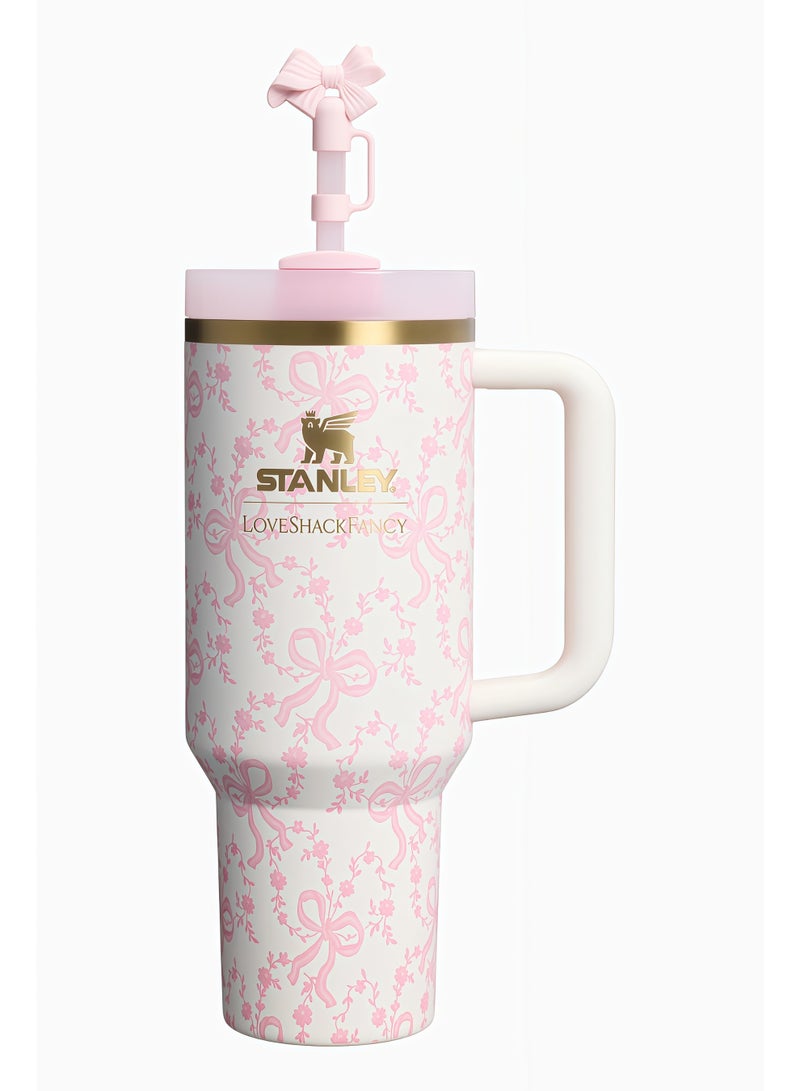 Stanley 1913 x LoveShackFancy Holiday Quencher® H2.0 FlowState™ Tumbler | 40 OZ-Coquette Bow Chantilly - Image 1