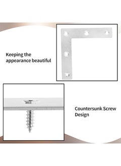 Generic 10 Pcs Flat Corner Brace L Type Shelf Bracket Heavy Duty Stainless Steel Shelf Supports Decorative Joint Angle Bracket with Screws for Shelves Furniture Cabinet Tables Chairs Corner and Shelves Silver  - Image 2
