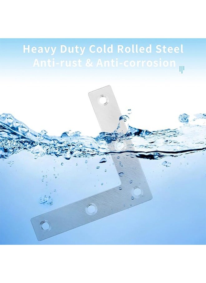 10 Pcs Flat Corner Brace L Type Shelf Bracket Heavy Duty Stainless Steel Shelf Supports Decorative Joint Angle Bracket with Screws for Shelves Furniture Cabinet Tables Chairs Corner and Shelves Silver  - Image 4