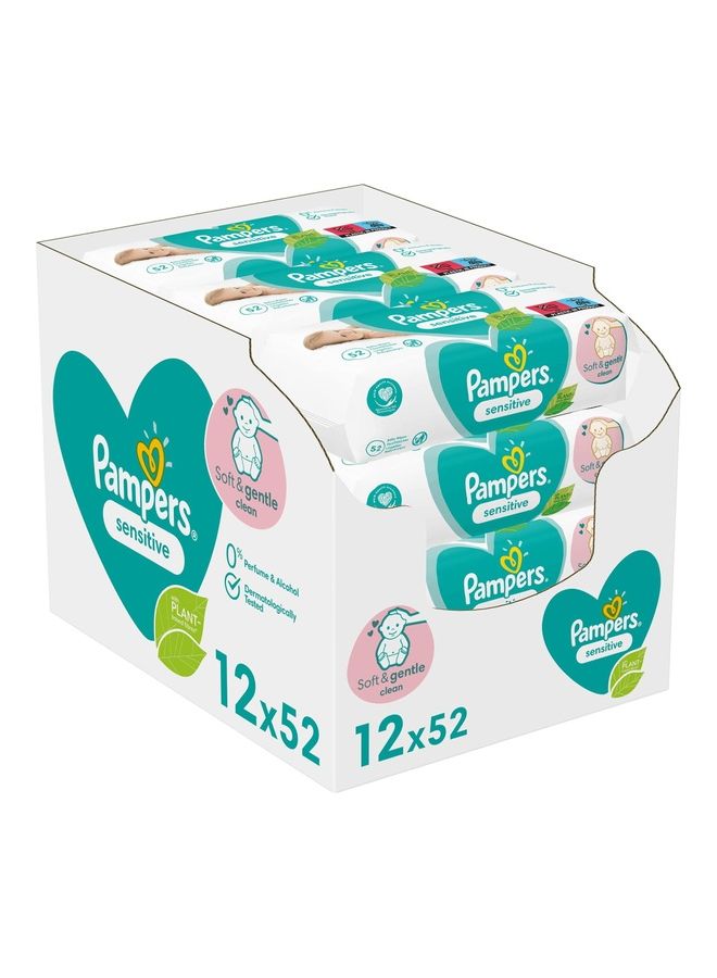 Pampers Pack Of 12 Sensitive Baby 624 Wipes - Image 1