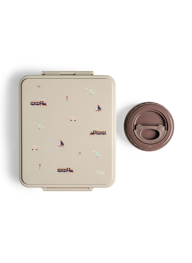 Citron Grand Lunchbox With 4 Compartments For Kids - Includes 1 Thermos Food Jar, Leak Proof And Bpa Free Lunch Box For Kids - Vehicles  - Image 5