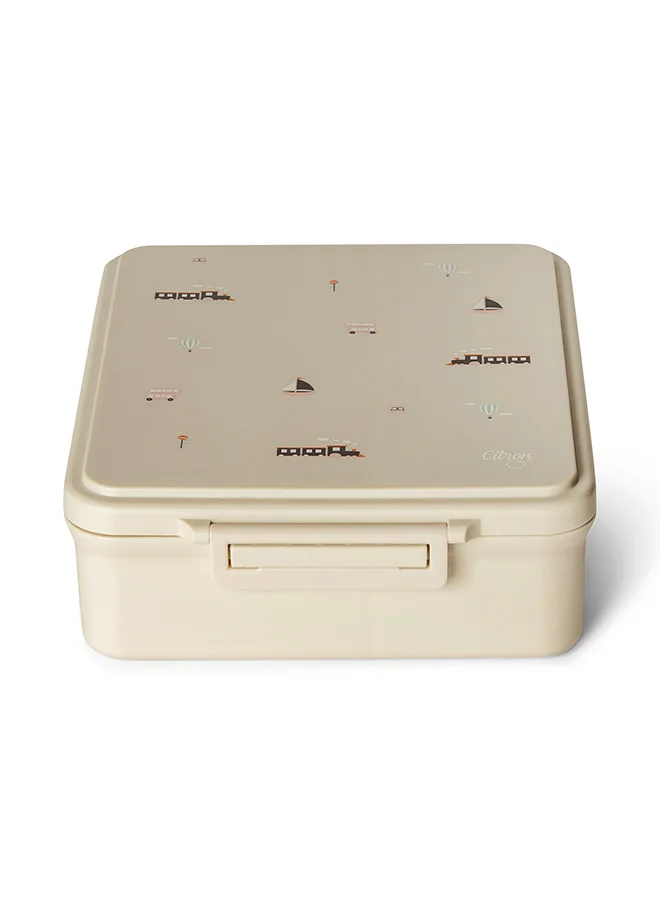 Citron Grand Lunchbox With 4 Compartments For Kids - Includes 1 Thermos Food Jar, Leak Proof And Bpa Free Lunch Box For Kids - Vehicles