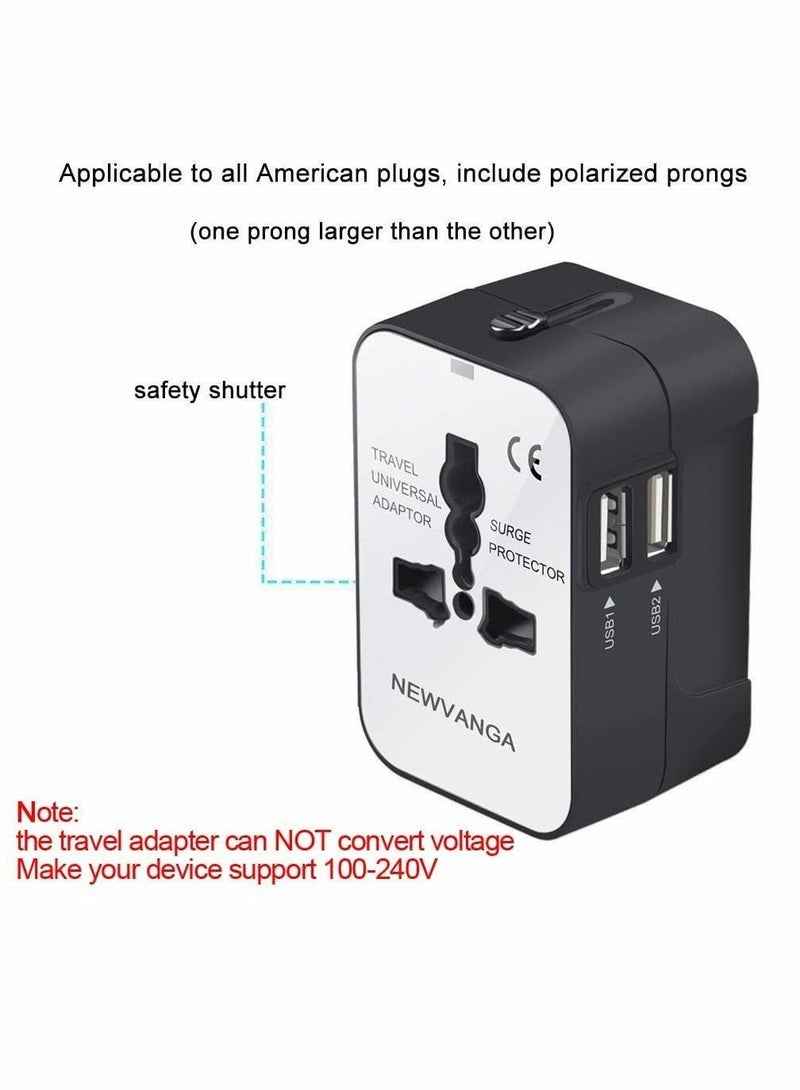 Excefore Travel Adapter, Worldwide All in One Universal Travel Adaptor Wall AC Power Plug Adapter Wall Charger with Dual USB Charging Ports for Cell Phone Laptop - Image 5