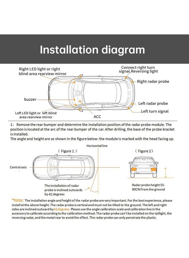 BY-J Blind Spot Monitoring System, 24GHz Millimeter Wave Radar Universal Car Blind Spot Detection System, Reversing Radar Parking System, BSD BSM BSA Blind Spot Detectors Sensor For Lane Change Assist - Image 5