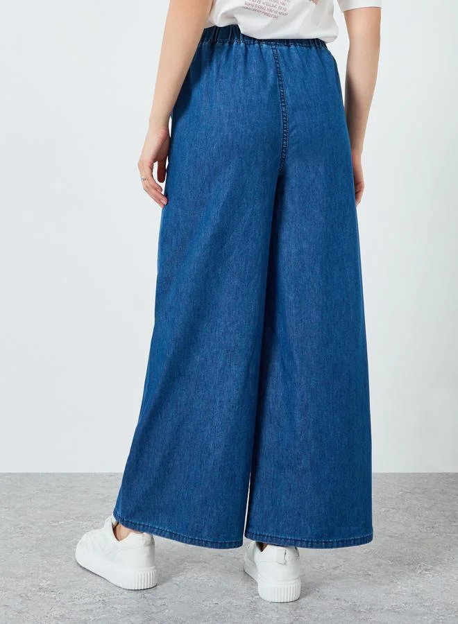 ستايلي جينز واسع جداً خفيف الوزن بخصر مطاطي