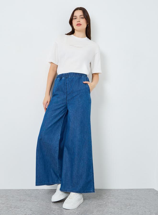 ستايلي جينز واسع جداً خفيف الوزن بخصر مطاطي - Image 1