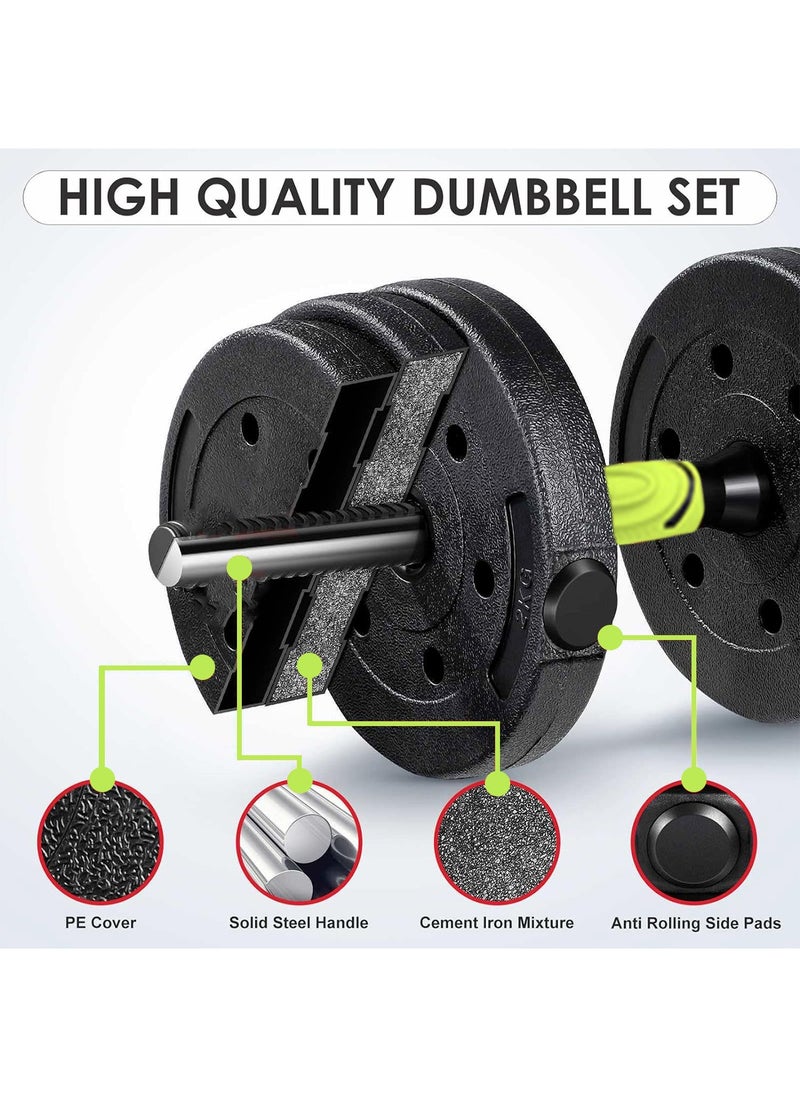 Bolivia's 3-in-1 Adjustable Dumbbell & Barbell Set, 10kg, Black/Green, Home Gym Equipment for Men & Women, Weightlifting Kit for Fitness & Sports  - Image 2