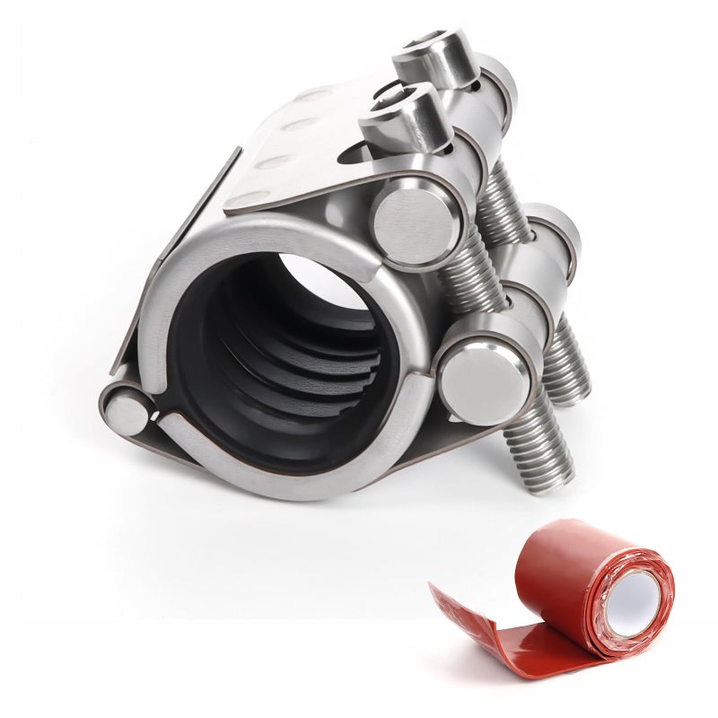 Kodilin Upgraded Pipe Repair Clamp with M1 Self-Adhesive Leak-Sealing Tape | 304 Stainless Steel Rust-Proof Emergency Pipe Repair Kit for Plastic & Metal Pipes, 3/4"(25-28mm) - Image 1