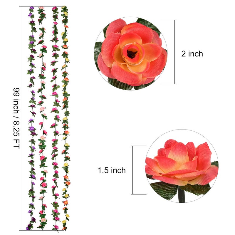 DearHouse 4 Pack Fake Rose Vine Flowers Plants Artificial Flower Hanging Rose Ivy Home Hotel Office Wedding Party Garden Craft Art Dcor (Multicolor) - Image 5