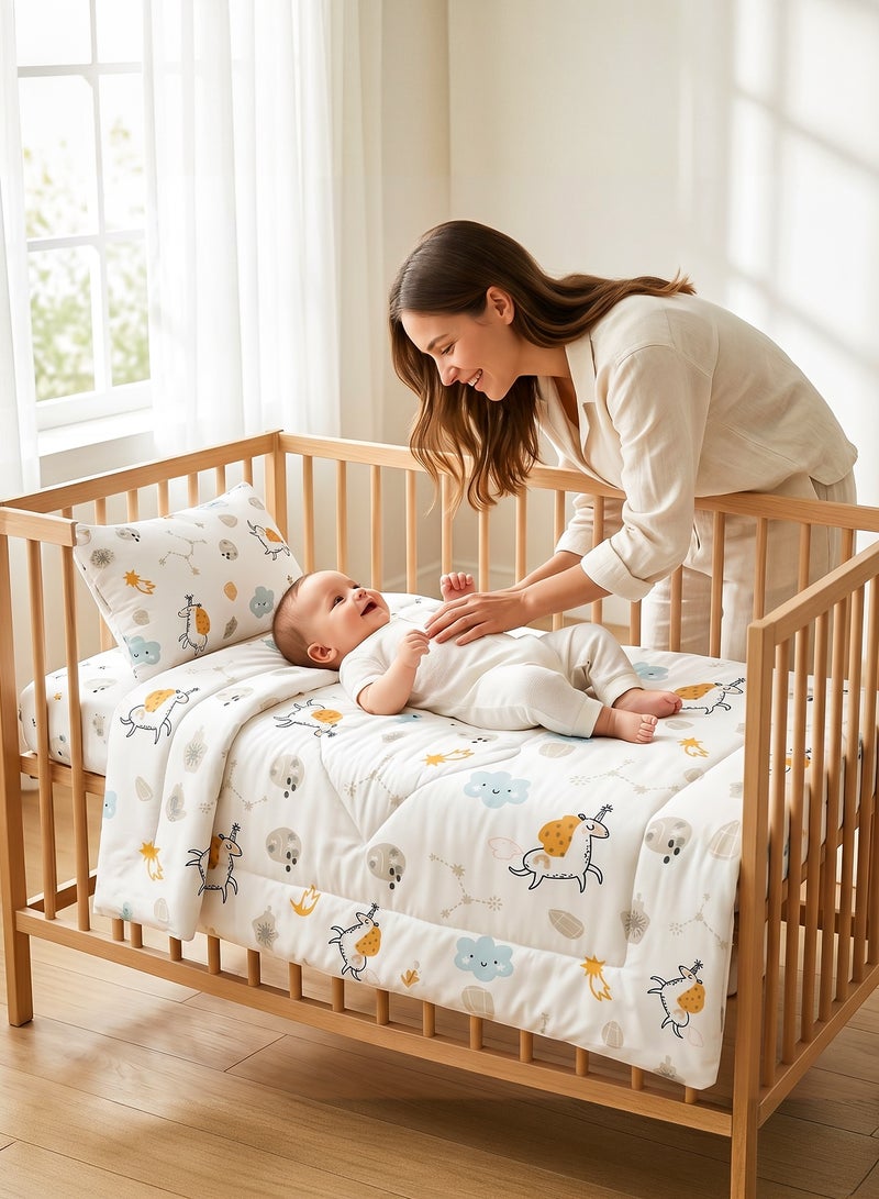 BAYBEE 110X90CM Baby Tencel Quilt Blanket for Baby with Pillow, Ultra Soft Breathable Baby Blanket for Boys Girls | Thin Baby Bed with Pillow | Infant Toddler Newborn Receiving Blankets for Crib Stroller | Baby Bedding Set for New Born Babies - B - Image 1