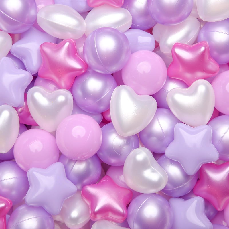 GOGOSO Ball Pit BallsPlastics Balls for Ball Pit Stars Hearts Shape for PastelBall for Toddlers Kids Pear Pink Purple White 100pcs - Image 2