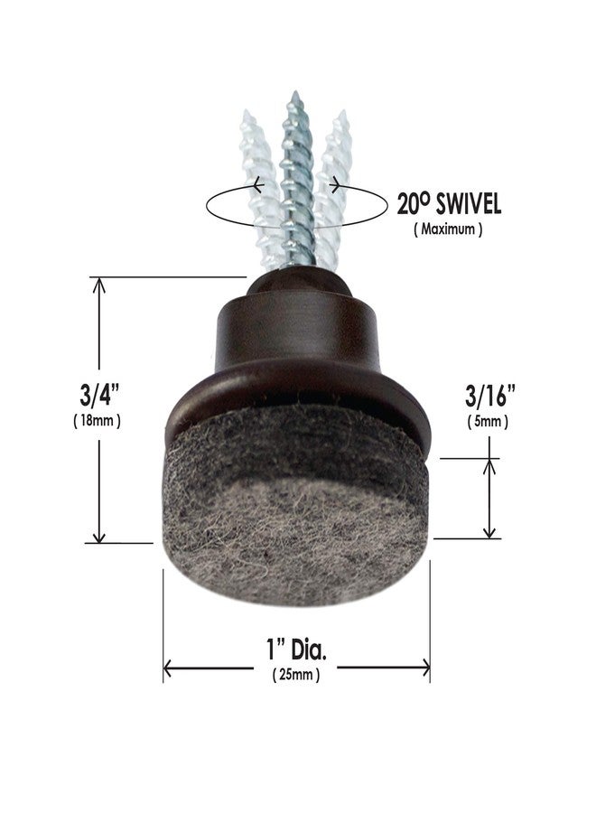 Slipstick منزلقات لباد دوارة للكراسي من GorillaFelt (عبوة من 16 قطعة) - أدوات تسوية الكراسي تُثبّت بالبراغي - واقيات أرضية لأرجل الأثاث المائلة أو المستقيمة، منزلقات لباد دائرية مقاس 1 بوصة، CB259-16 - Image 5