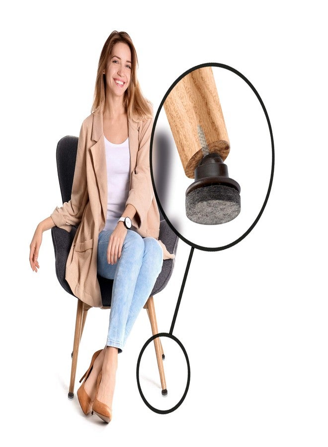 Slipstick منزلقات لباد دوارة للكراسي من GorillaFelt (عبوة من 16 قطعة) - أدوات تسوية الكراسي تُثبّت بالبراغي - واقيات أرضية لأرجل الأثاث المائلة أو المستقيمة، منزلقات لباد دائرية مقاس 1 بوصة، CB259-16 - Image 2
