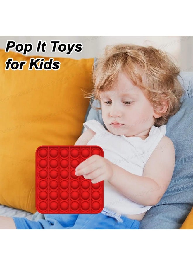 FunBlast - FunBlast Pop It - Popit Game, Poppet for Kids, Pop It Toy, Pop It Toys for Kids, Pop It Fidget Toy, Pop It Big, Square & Round Pop it Fidget Toy, Stress Relief Toys (Pack of 2 Pcs) - Image 1