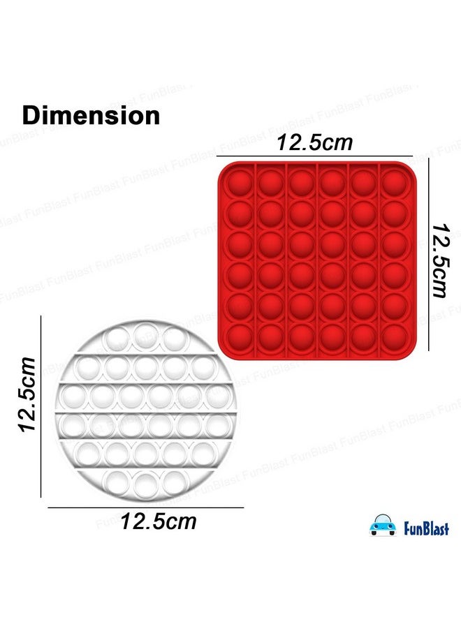 FunBlast - FunBlast Pop It - Popit Game, Poppet for Kids, Pop It Toy, Pop It Toys for Kids, Pop It Fidget Toy, Pop It Big, Square & Round Pop it Fidget Toy, Stress Relief Toys (Pack of 2 Pcs) - Image 1