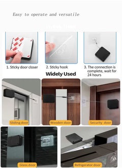 Generic Automatic Door Closer with two covers， Punch-Free Automatic Sensor Closer，1200g tensile strength，for Family Doors, Wardrobe, Window etc  - Image 2