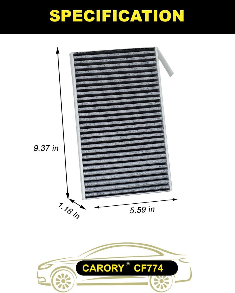 Carory Cabin Air Filter w/Activated Carbon for Tesla Model 3 (2017-2025), Model Y (2020-2025), OE# 1107681-00-A, CF12774, XC11952C - Image 2