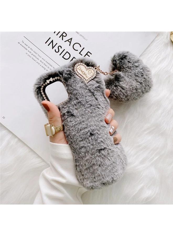 زبون جراب لهاتف iPhone 12 mini مصنوع من السيليكون الفاخر مزين بزهرة ذهبية مرصعة بالألماس مع قلادة - Image 3