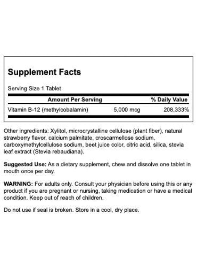 SWANSON B12 Methylcobalamin Vitamin Supplement 60 Tablets - Image 2