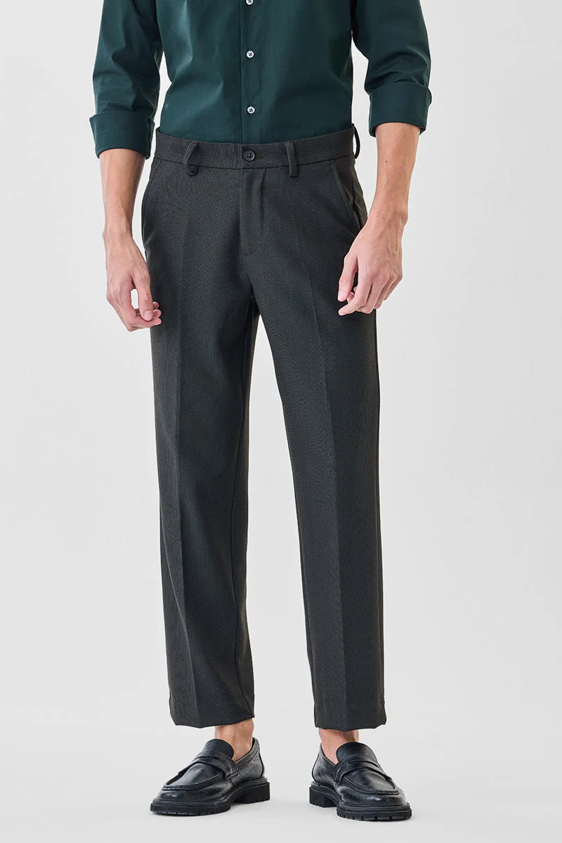 SNITCH Grey Self-design Stretch Trousers for Men | Best Price UAE