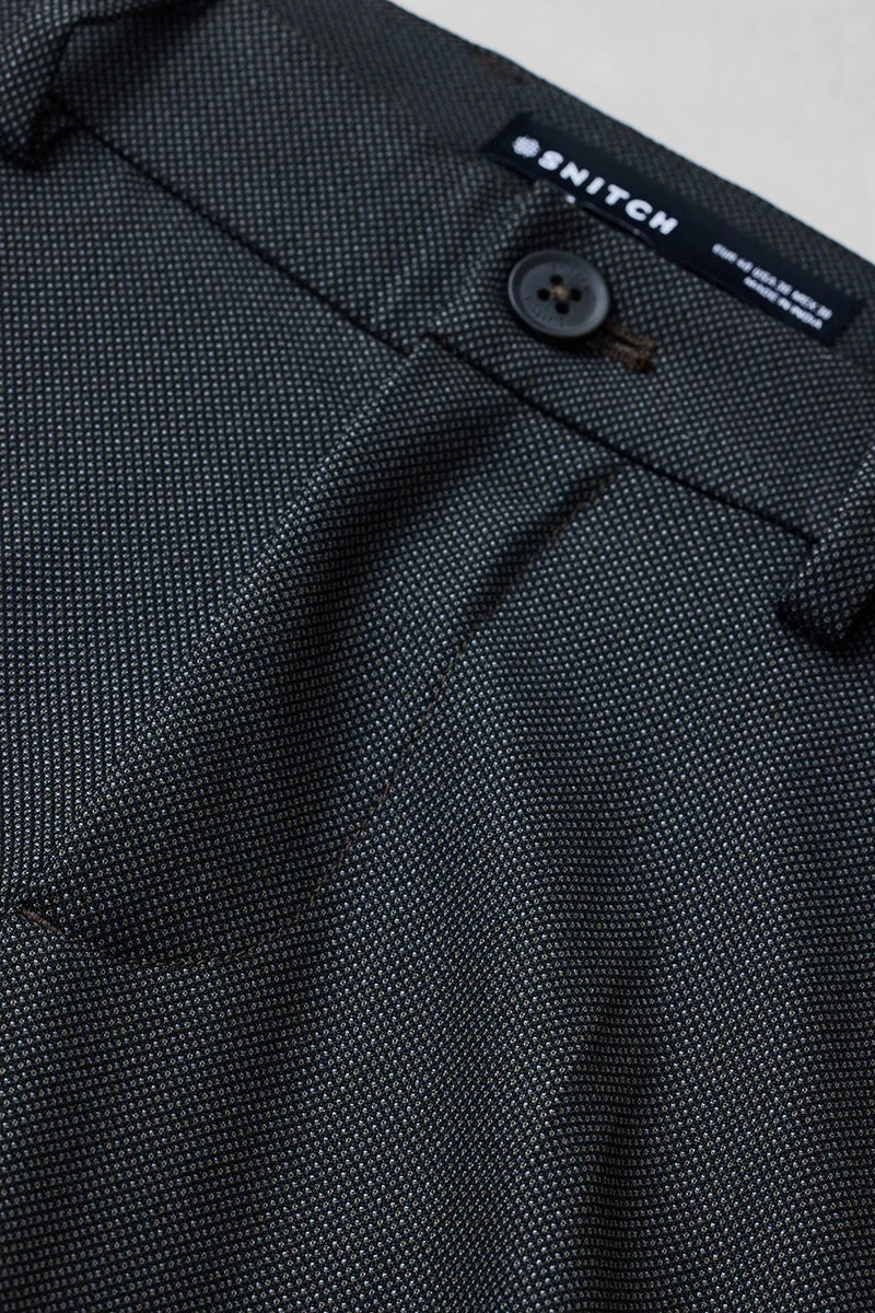 SNITCH Grey Self-design Stretch Trousers for Men | Best Price UAE