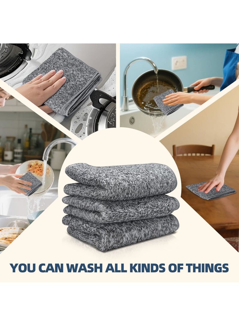 SYOSI Kitchen Dish Towels Set,Absorbent Cotton Cleaning Towels for Daily Wiping and Drying,Soft Reusable Rags for Home Cooking Cleaning and Dishwashing Tasks,10 Pack Gray - Image 4