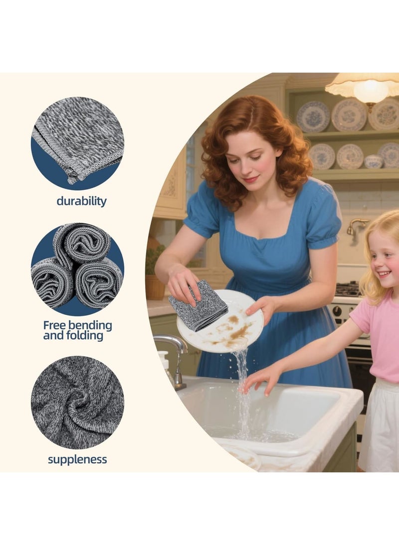 SYOSI Kitchen Dish Towels Set,Absorbent Cotton Cleaning Towels for Daily Wiping and Drying,Soft Reusable Rags for Home Cooking Cleaning and Dishwashing Tasks,10 Pack Gray - Image 3