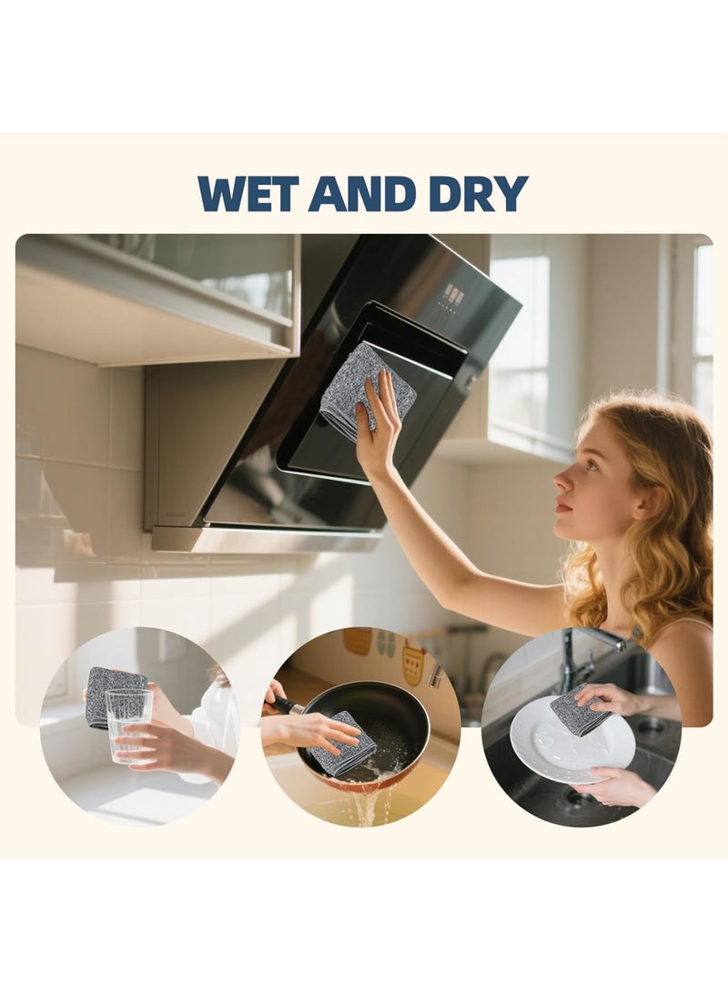 SYOSI Kitchen Dish Towels Set,Absorbent Cotton Cleaning Towels for Daily Wiping and Drying,Soft Reusable Rags for Home Cooking Cleaning and Dishwashing Tasks,10 Pack Gray - Image 5