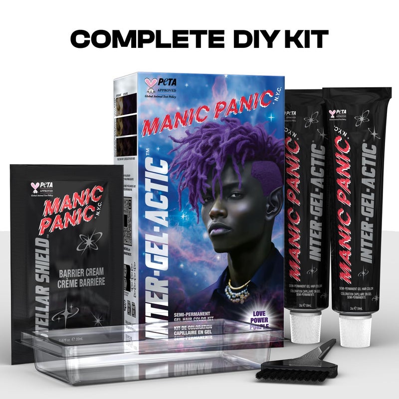 Manic Panic Inter-GEL-actic Gel Hair Color Kit - Semi Permanent Gel Hair Dye - Glossy Shine & Hydration with Lactic Acid + Castor Oil - DIY Friendly, No-Mix Formula, Vegan - Love Power Purple (1 kit) - Image 3