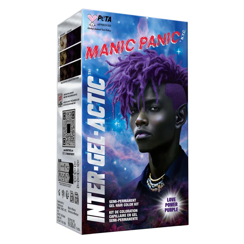 Manic Panic Inter-GEL-actic Gel Hair Color Kit - Semi Permanent Gel Hair Dye - Glossy Shine & Hydration with Lactic Acid + Castor Oil - DIY Friendly, No-Mix Formula, Vegan - Love Power Purple (1 kit) - Image 1