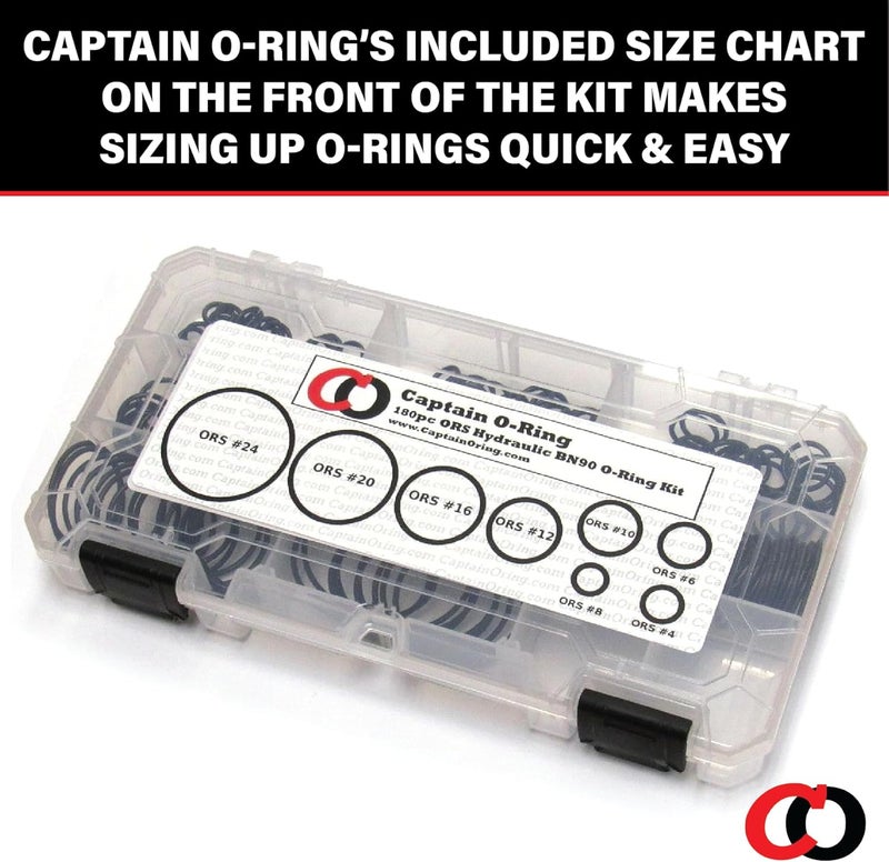Captain O-Ring طقم مانع التسرب الهيدروليكي ORS ذو الوجه المسطح من كابتن أوي-رينغ (بونا 90 / طقم BN90-180 قطعة) - Image 3