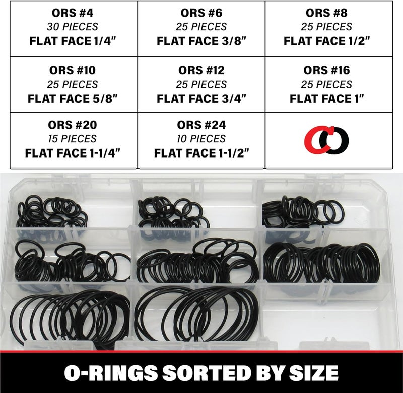 Captain O-Ring طقم مانع التسرب الهيدروليكي ORS ذو الوجه المسطح من كابتن أوي-رينغ (بونا 90 / طقم BN90-180 قطعة) - Image 4