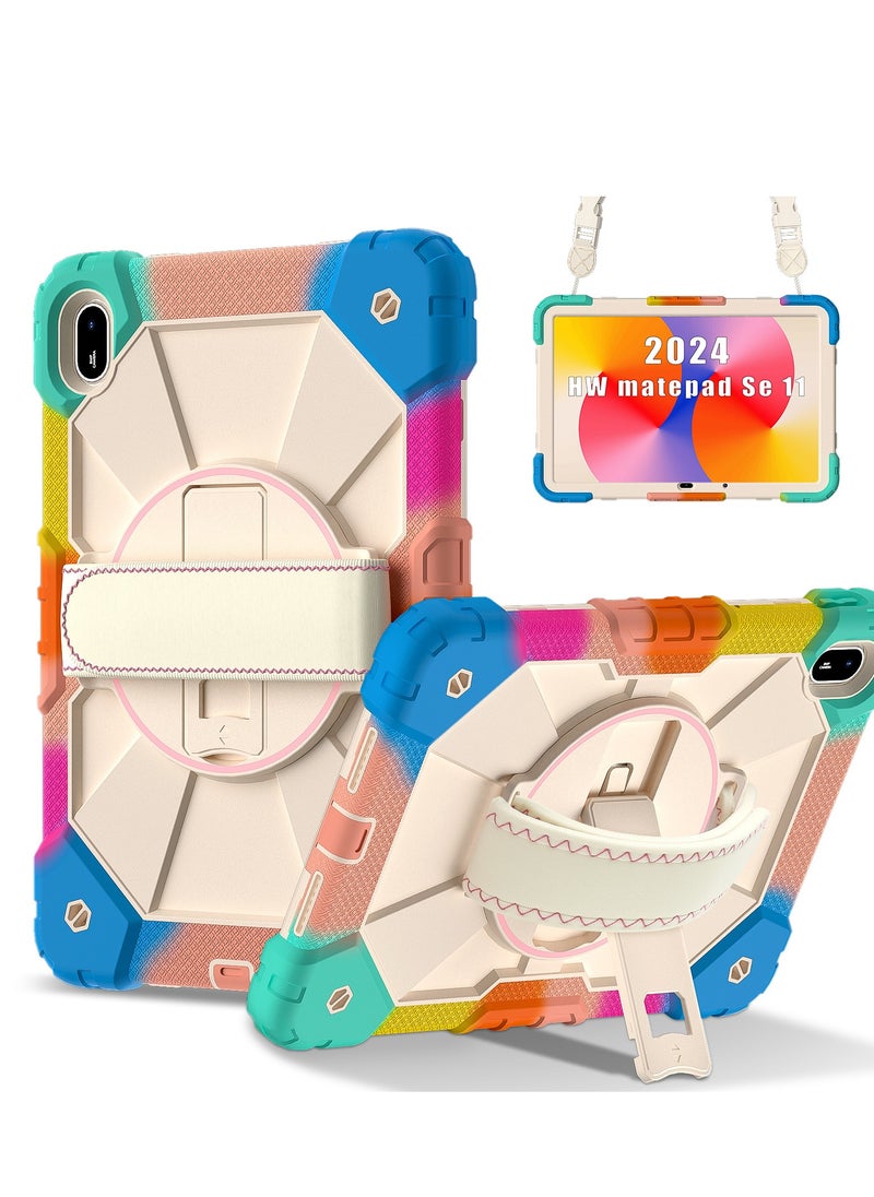Generic - Case for iPad Huawei matepad SE 11 inch（2024 ) with Portable Hybrid Shock-Proof Cover with 360° Rotatable Hook&Loop Handle, Kickstand,Shoulder Strap. - Image 1