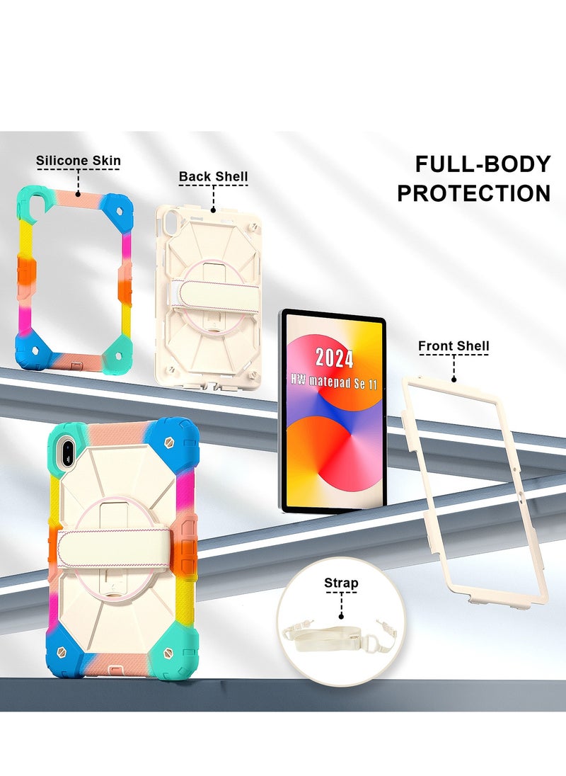 Generic - Case for iPad Huawei matepad SE 11 inch（2024 ) with Portable Hybrid Shock-Proof Cover with 360° Rotatable Hook&Loop Handle, Kickstand,Shoulder Strap. - Image 1