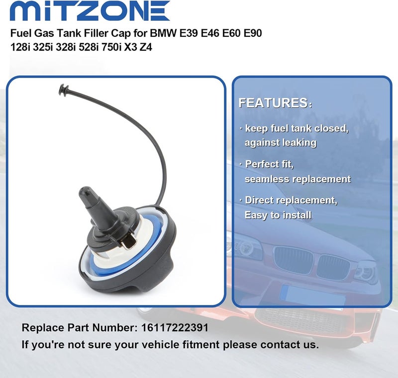 MITZONE Fuel Tank Gas Cap Compatible with Mini Cooper BMW 320i 325i 328i 328xi 525i 528i 528xi 535i X5 X6 X3 X1 and Most BMW Vehicle - Image 3
