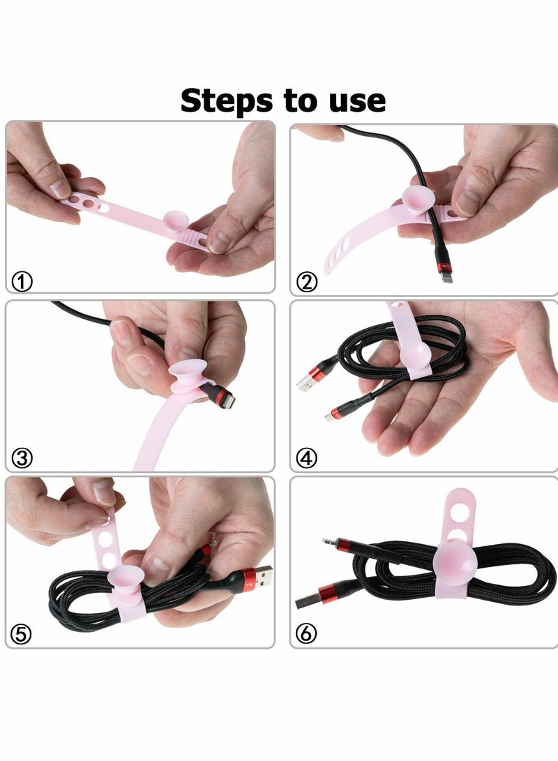 Barakah Silicone Cable Ties, 16Pcs Reusable Cord Organizer with Suction Cup - Image 2