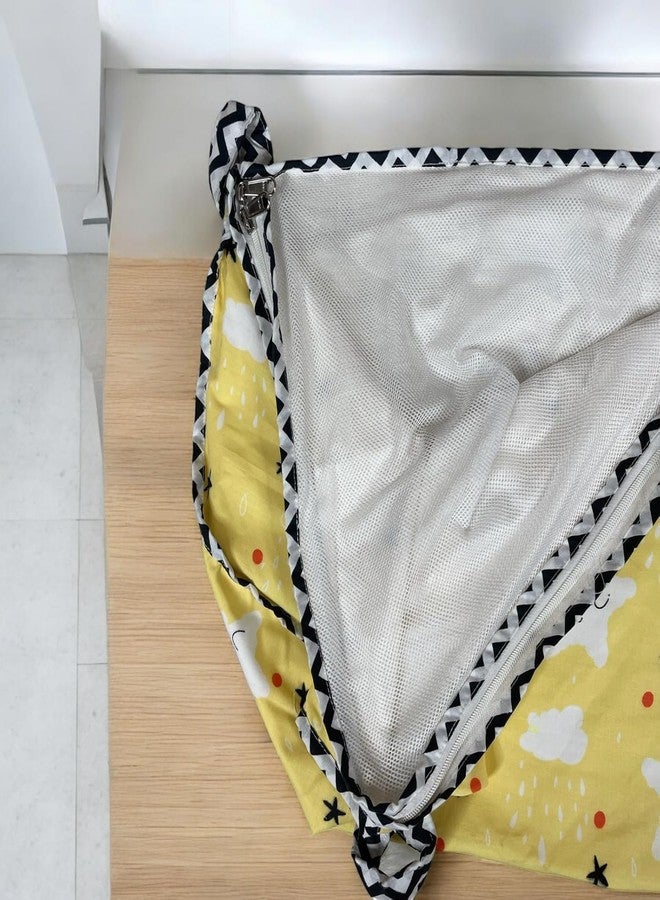 Fabrify Baby Hammock Ghodiyu/Khoyu Soft Cotton Cloth Swing Cradle Safety with Mosquito Net Cover with Zipper (Yellow) - Image 2