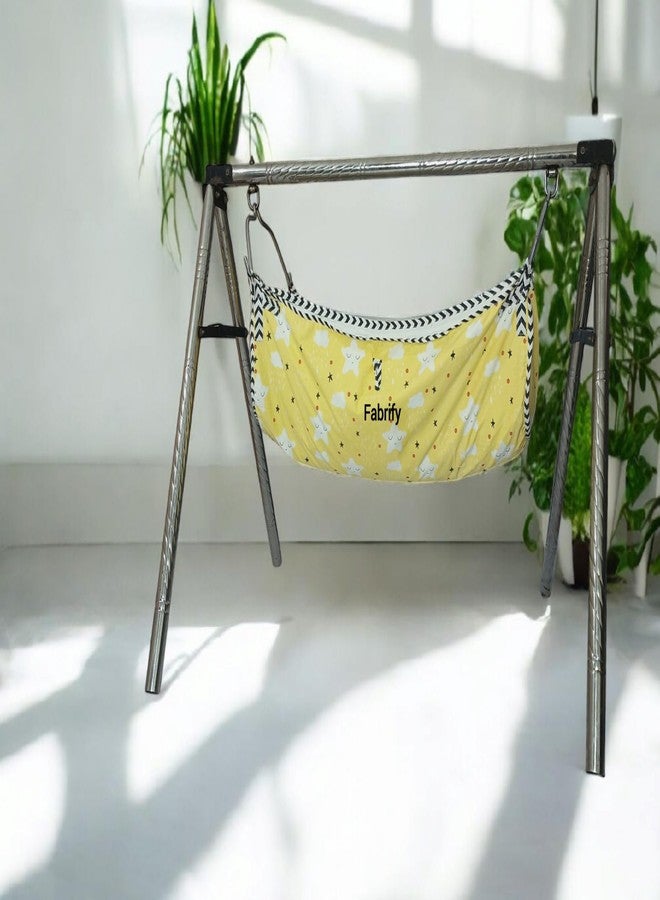 Fabrify Baby Hammock Ghodiyu/Khoyu Soft Cotton Cloth Swing Cradle Safety with Mosquito Net Cover with Zipper (Yellow) - Image 5