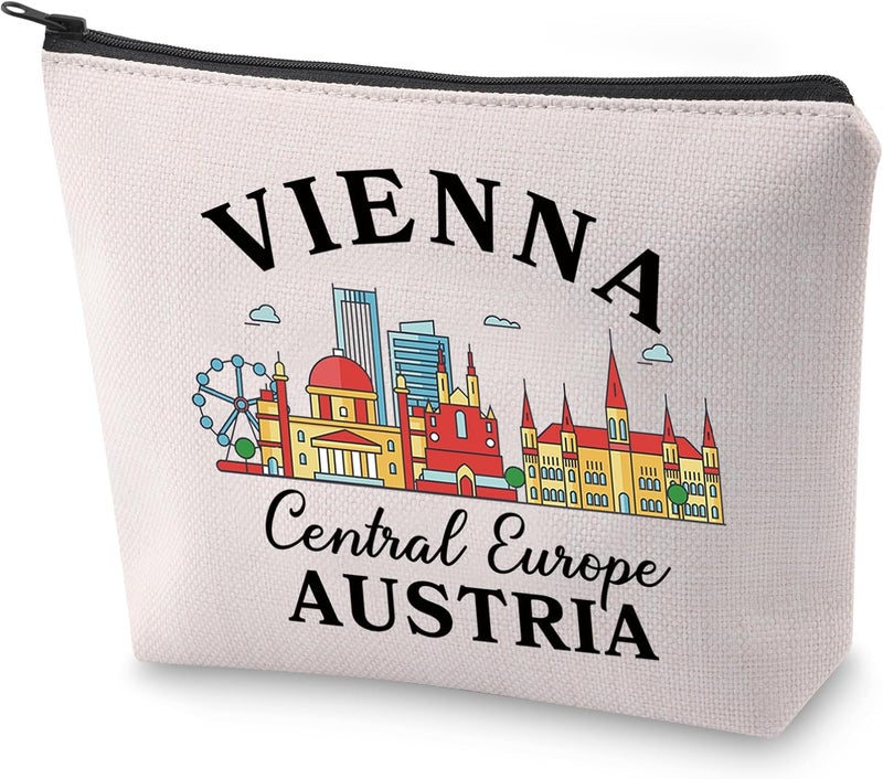 BLUPARK Austrian Mom Cosmetic Bag Vienna Merch Gift Vienna Central Europe Austria Makeup Bag Gift For Travelers (Vienna)