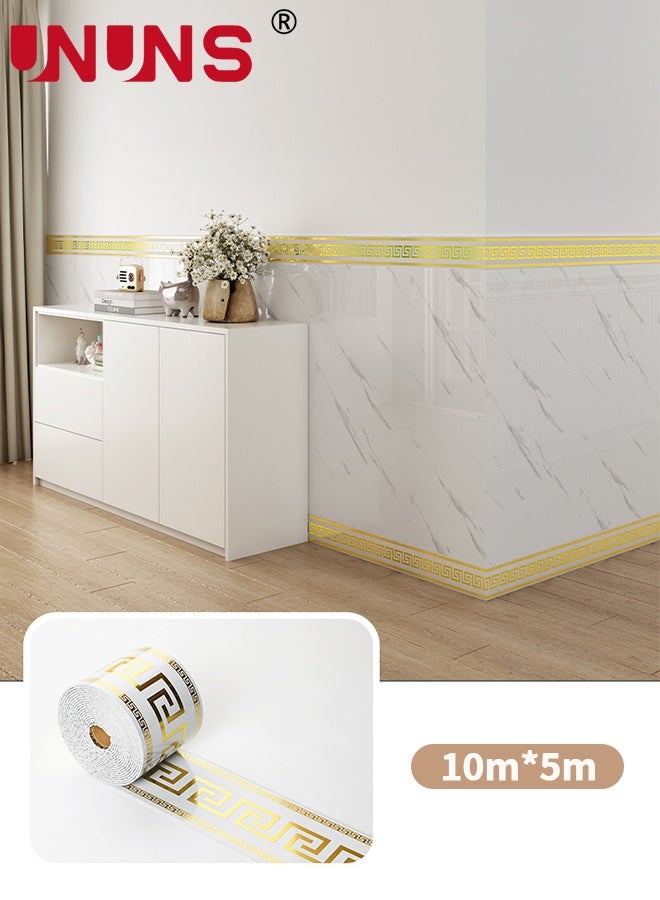 UNUNS Wall Border,Waterproof Wallpaper Border,3D Wall Border Paper,Self-Adhesive Skirting Line Wall Border Stickers, Waterproof Wall Tile Borders Stickers for Bedroom Bathroom Kitchen,10cm*5m - Image 2