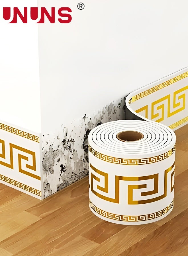 UNUNS Wall Border,Waterproof Wallpaper Border,3D Wall Border Paper,Self-Adhesive Skirting Line Wall Border Stickers, Waterproof Wall Tile Borders Stickers for Bedroom Bathroom Kitchen,10cm*5m - Image 1