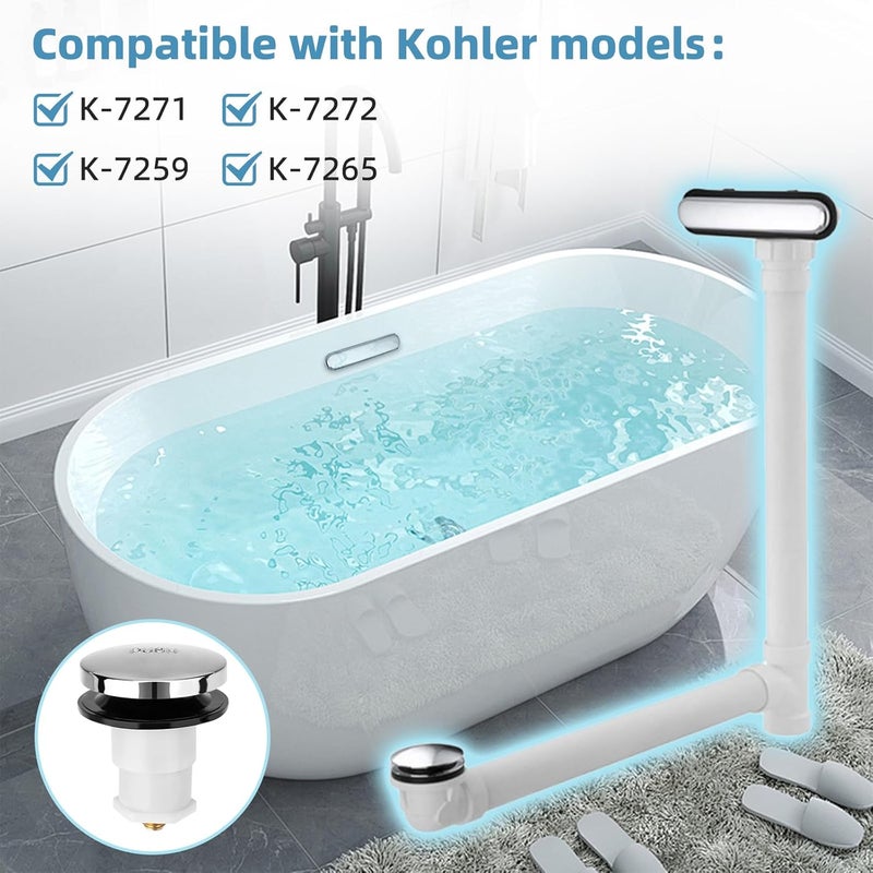 XCWT Drain Stopper Compatible with Kohler Bath Tub - 1068204 Pop Up Cartridge Assembly Drain Plug Replacement Parts for Kohler K-7272, K-7271, K-7259 & K-7265 Bathtub Drain - Image 3