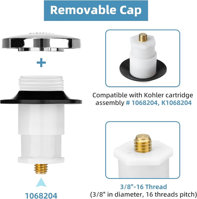 XCWT Drain Stopper Compatible with Kohler Bath Tub - 1068204 Pop Up Cartridge Assembly Drain Plug Replacement Parts for Kohler K-7272, K-7271, K-7259 & K-7265 Bathtub Drain - Image 4