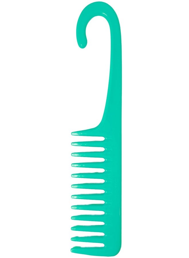 دونا مشط شامبو معلق من دونا - مشط واسع الأسنان لفك تشابك الشعر مع خطاف للاستحمام - أداة خفيفة الوزن ومتينة لفروة الرأس الرطبة/الجافة والشعر المجعد (أخضر) - Image 1