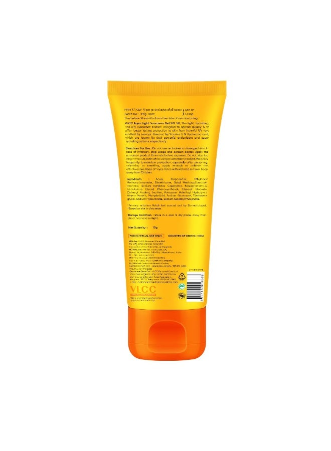 VLCC 10g Sampler Aqua Light Sunscreen Gel SPF 50 PA+++ | Fast-Absorbing, Non-Greasy, No White Cast | Broad Spectrum UV Protection | Hyaluronic Acid & Vitamin C | Lightweight, Hydrating, Dry Touch. - Image 2