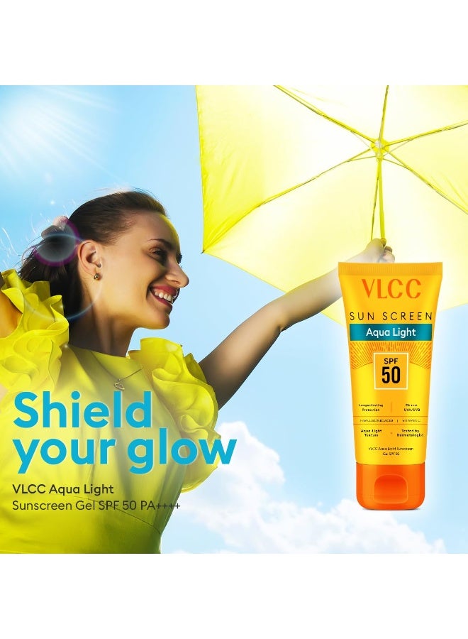 VLCC 10g Sampler Aqua Light Sunscreen Gel SPF 50 PA+++ | Fast-Absorbing, Non-Greasy, No White Cast | Broad Spectrum UV Protection | Hyaluronic Acid & Vitamin C | Lightweight, Hydrating, Dry Touch. - Image 3
